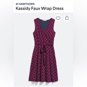 41 Hawthorn Deep Pink and Navy Geometric Midi Dress